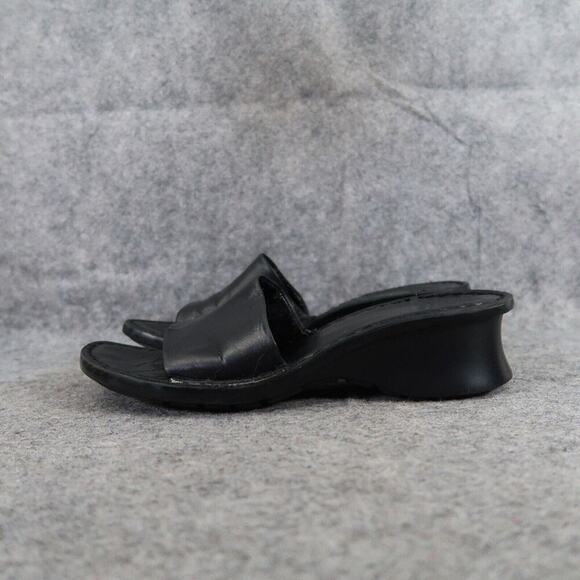 Reaction Shoes Womens 7 Sandals Kenneth Cole Slide Wedge Leather Black Classic - Picture 4 of 14